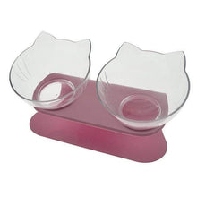 Load image into Gallery viewer, The KedStore Pink Double Non-Slip Cat and Dog Plastic Bowl With Stand