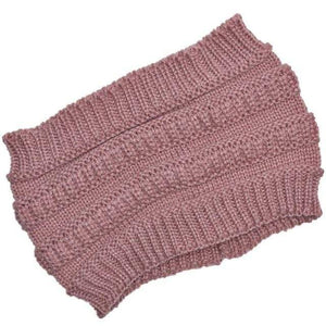 The KedStore pink Ponytail beanie stretch cotton knit hat | TheKedStore