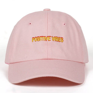 The KedStore Pink Positive Vibes Embroidered Cotton Baseball cap