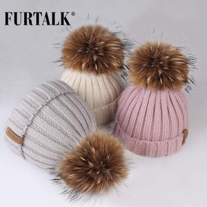 Pom pom hat for Kids Ages 1-10 / Knit Beanie