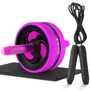 The KedStore Purple C with Rope / 12.99"*6.61" 2 in 1 ab roller & jump rope no noise abdominal wheel with mat for arm waist leg exercise | TheKedStore