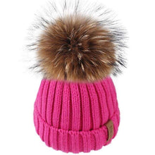 Load image into Gallery viewer, The KedStore Rose Red / 4-10 years old Pom pom hat for Kids Ages 1-10 / Knit Beanie
