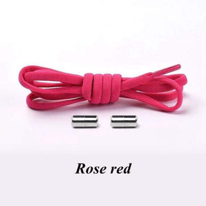 The KedStore Rose red No tie Shoelaces Round Elastic Shoe Laces For Sneakers Shoelace Quick Lazy Laces Shoestrings