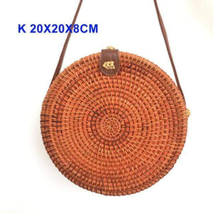 The KedStore Round Handmade Woven Rattan Beach Cross Body Circle Bohemia Straw Handbag