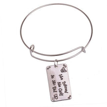 Load image into Gallery viewer, The KedStore She Believed Bracelet Bangle - Dog Tag Paw Footprint Love Heart. Huella de pata de etiqueta de perro. Pulsera