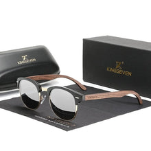 Load image into Gallery viewer, KINGSEVEN Handmade Black Walnut Wooden Sunglasses Polarized Semi-Rimless Retro Eyewear | TheKedStore