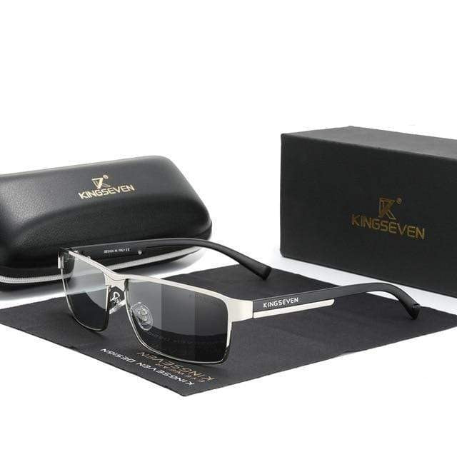 The KedStore Silver Photochromic KINGSEVEN Photochromic Sunglasses Chameleon Polarized Pilot Anti-glare Driving Eyeglasses | TheKedStore