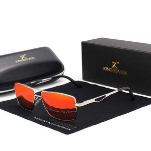 The KedStore Silver Red KINGSEVEN 2021 Classic Square Polarized Sunglasses Sun Glasses Oculos | TheKedStore