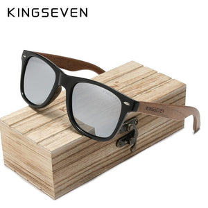 The KedStore Silver Wood box / China / Original Polarized KINGSEVEN New Black Walnut Sunglasses Wood Polarized Sunglasses Men&#39;s Glasses Handmade UV400 Protection Eyewear Retro Wooden Box