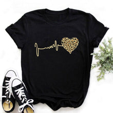 Load image into Gallery viewer, Summer New 90 ’s Leopard Heartbeat Short Sleeve Printed T-Shirt Harajuku Graphics