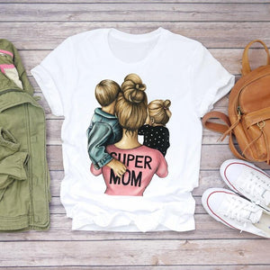 Super Mom Print T-shirts Top