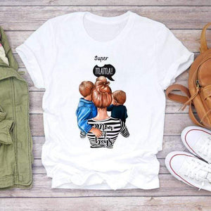 The KedStore Super Mom Print T-shirts Top