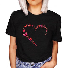 Load image into Gallery viewer, The KedStore T270B-Black / XS Summer New 90 ’s Leopard Heartbeat Short Sleeve Printed T-Shirt Harajuku Graphics