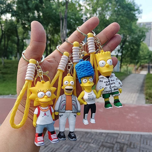 The Simpsons Keychain Cartoon Anime Figure Key Ring Phone Hanging Pendant Kawaii Holder Car Key Chain