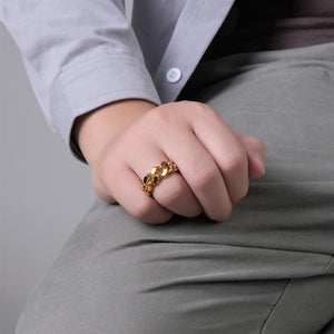 The KedStore U7 new men cuban link chain ring / 316l stainless steel band