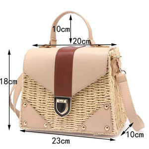 The KedStore Vintage style Bohemian straw beach handbag / Rattan handmade knitted crossbody bag