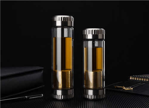 The KedStore Vodka, Whiskey Infuser - Double Glass Wall Bottle with Stainless Steel Infuser Filter