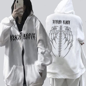 Harajuku Oversized Hoodie Retro Gothic Punk Anime Print