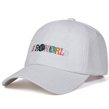 Load image into Gallery viewer, The KedStore White &quot;ASTROWORLD&quot; Embroidered Baseball Cap - Cotton /  ASTROWORLD gorra de béisbol bordada