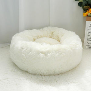 Calming Dog Bed For Anxiety Relieving & Cuddling Your Pet In Round Orthopedic Soft Long Plush Cat Dog Bed Cushion