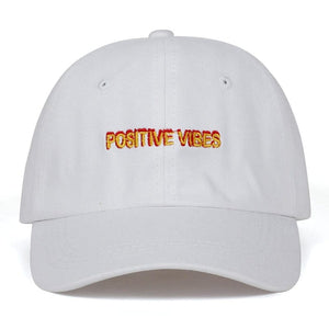 The KedStore white Positive Vibes Embroidered Cotton Baseball cap