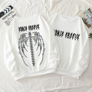 Harajuku Oversized Hoodie Retro Gothic Punk Anime Print