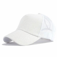 Load image into Gallery viewer, The KedStore white Sequins Glitter Ponytail Baseball Caps Sequins Shining Adjustable Snapback