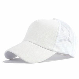 The KedStore white Sequins Glitter Ponytail Baseball Caps Sequins Shining Adjustable Snapback