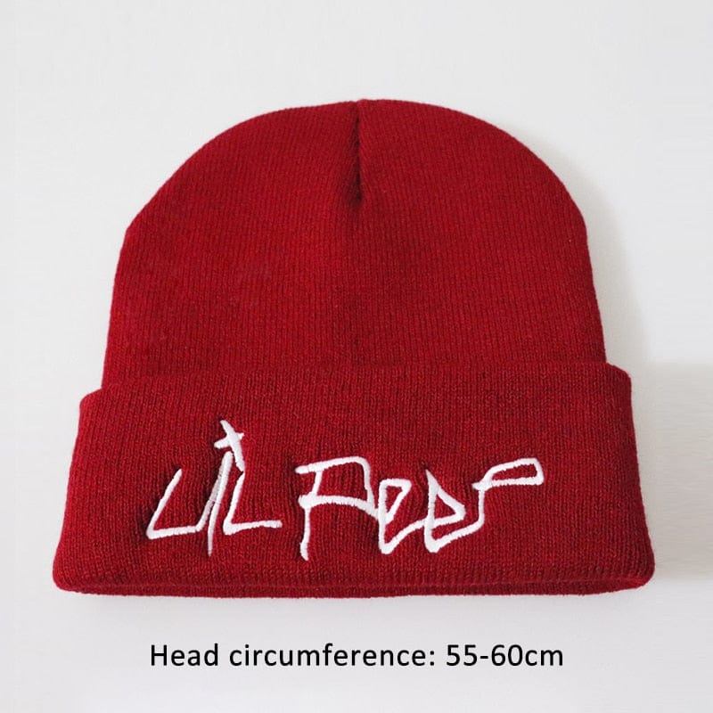 The KedStore Wine red Lil Peep Beanie Embroidery Repper Love Knit Cap Knitted Skullies Warm Winter Unisex Ski Hip Hop Hat
