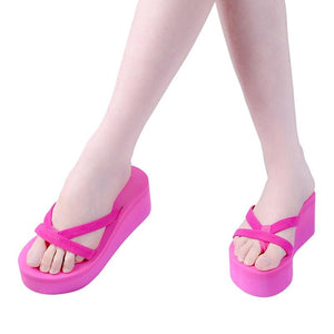 The KedStore Women's Summer Fashion Slipper Flip Flops / Beach Wedge Thick Sole Heeled Shoes