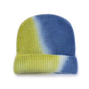 The KedStore yellow and blue Xthree New  Women's Winter Hat Beanie tie-dyed Colorful Knitted Hat Skullies Warm Bonnet Cap