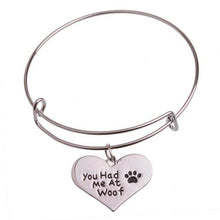 Load image into Gallery viewer, The KedStore You Had Me Bracelet Bangle - Dog Tag Paw Footprint Love Heart. Huella de pata de etiqueta de perro. Pulsera