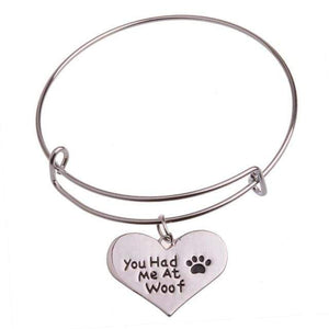 Bracelet / Bangle - Dog Tag Paw Footprint - Love Heart / Huella de pata de etiqueta de perro. Pulsera